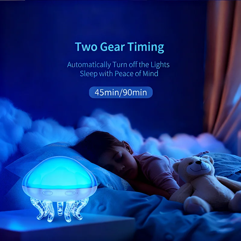 2-in-1 المحيط موجة قنديل البحر كشاف ضوء مع جهاز التحكم عن بعد الموقت 8 لون تغيير ضوء الليل للطفل USB بالطاقة المزاج مصباح #5