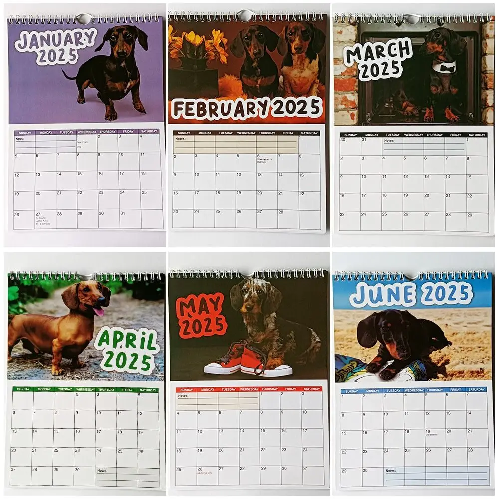 Giornaliero settimanale mensile Planner 2025 calendario Cheeky bassshunds calendario da parete in carta ornamenti per la casa calendario Desktop appeso ufficio