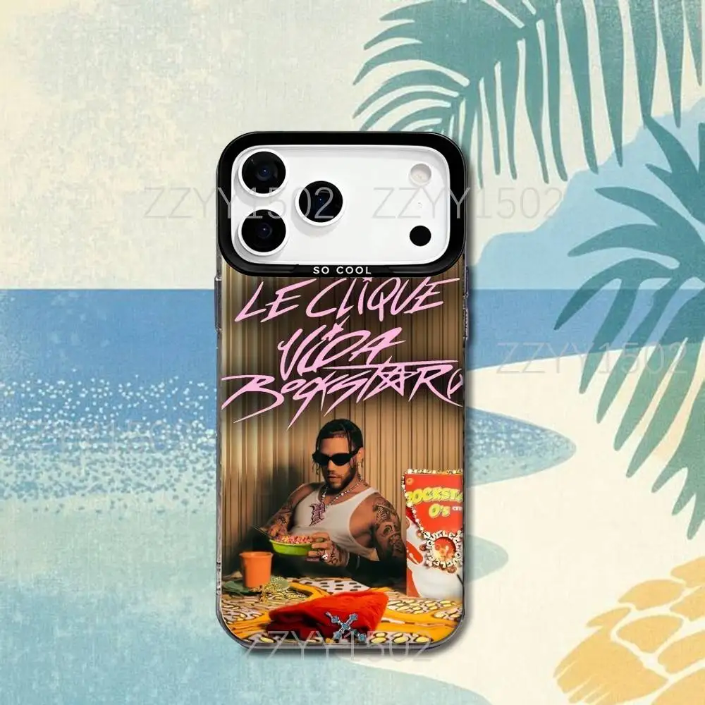 J-Jhayco Le Clique Vida Rockstar Capa de telefone para iPhone 17,16,15,14,13,12,X,8,Pro,Max,Plus, SE4, Air, Mini HD Preto IMD Fosco