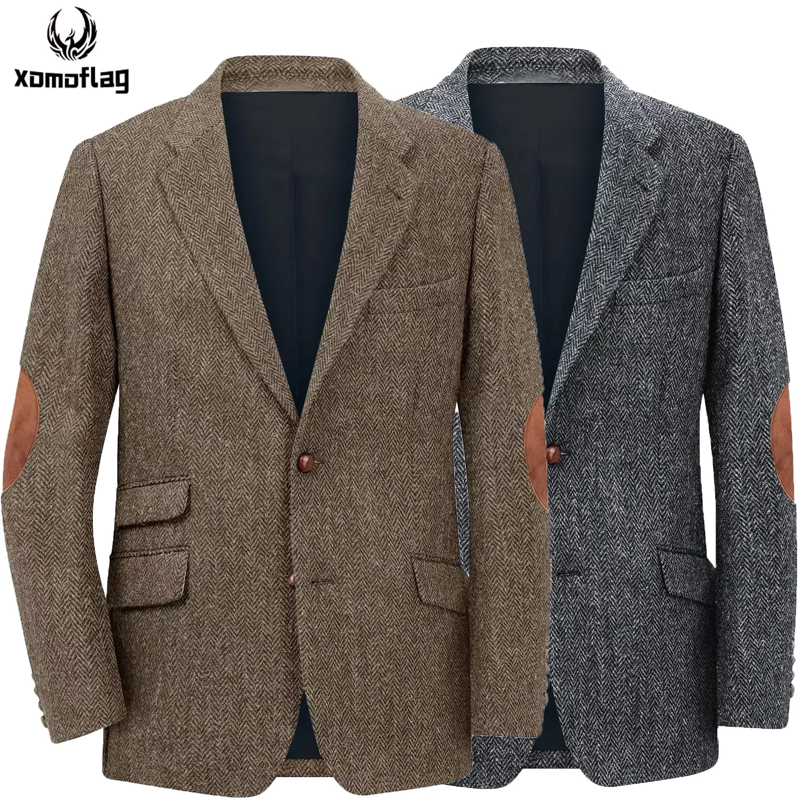 

New Men's Blazer Herringbone Single Breasted Casual Elegant Man Suit Jackets Coat Men's Stage Clothing Clothing For Men Male