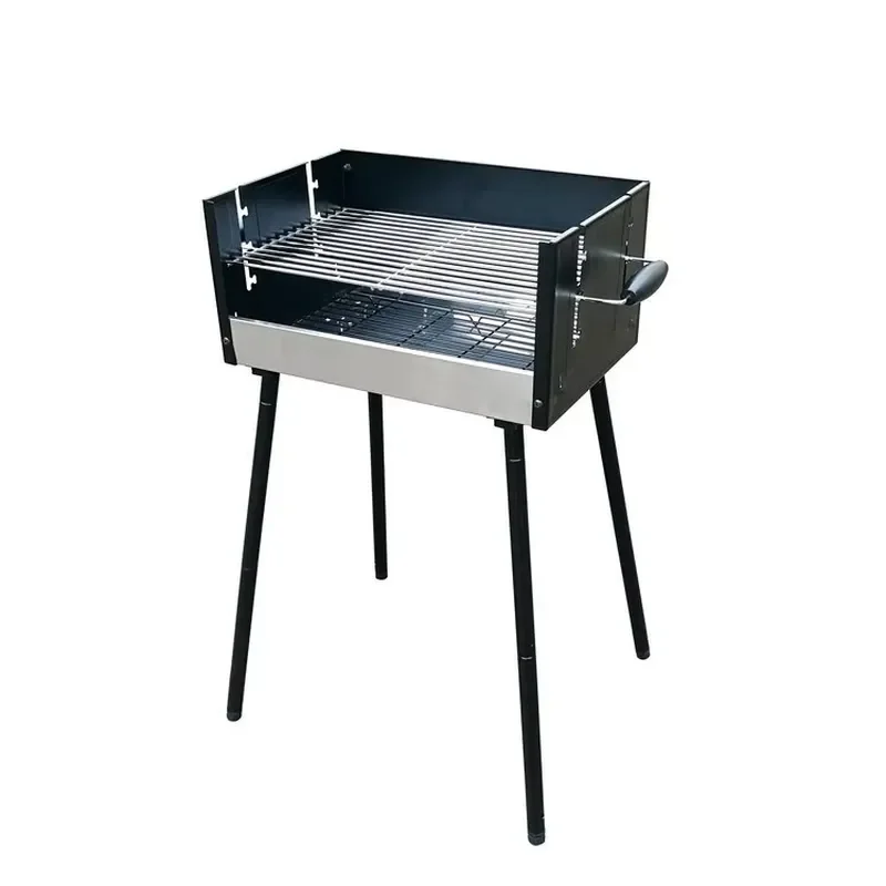 Charcoal Barbecue Grill for Outdoor Large Folding Portable Iron BBQ Grills 8KG Capacity 32.5x85.5cm for Camping