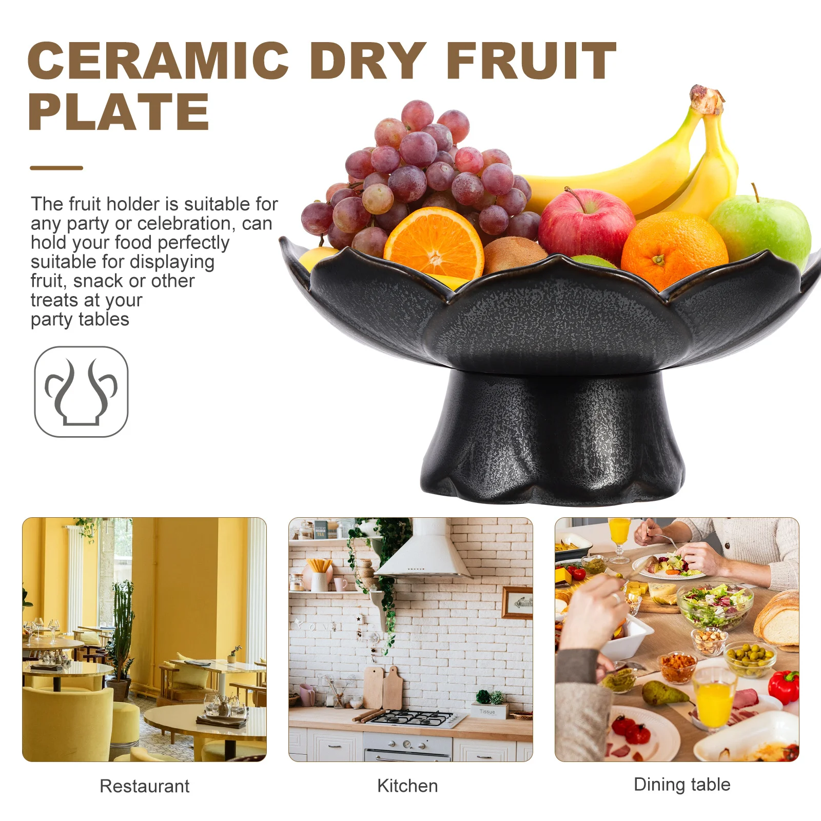 

Footed Fruit Bowl with Stand Serving Tray Decor for Kitchen Counter Bowls Ceramic