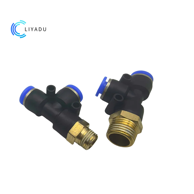 PD4-M5 PD6-01 PD6-02 PD8-02 PD10-03 PD12-04 PD-T type Threaded Side Three-way Pneumatic Quick Connector Trachea Fast Plug