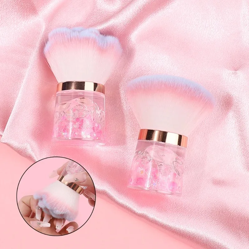 Novo prego cogumelo rosa cabeça escova remover escova de poeira do prego polonês pó ferramenta limpeza beleza pincéis maquiagem manicure acessórios