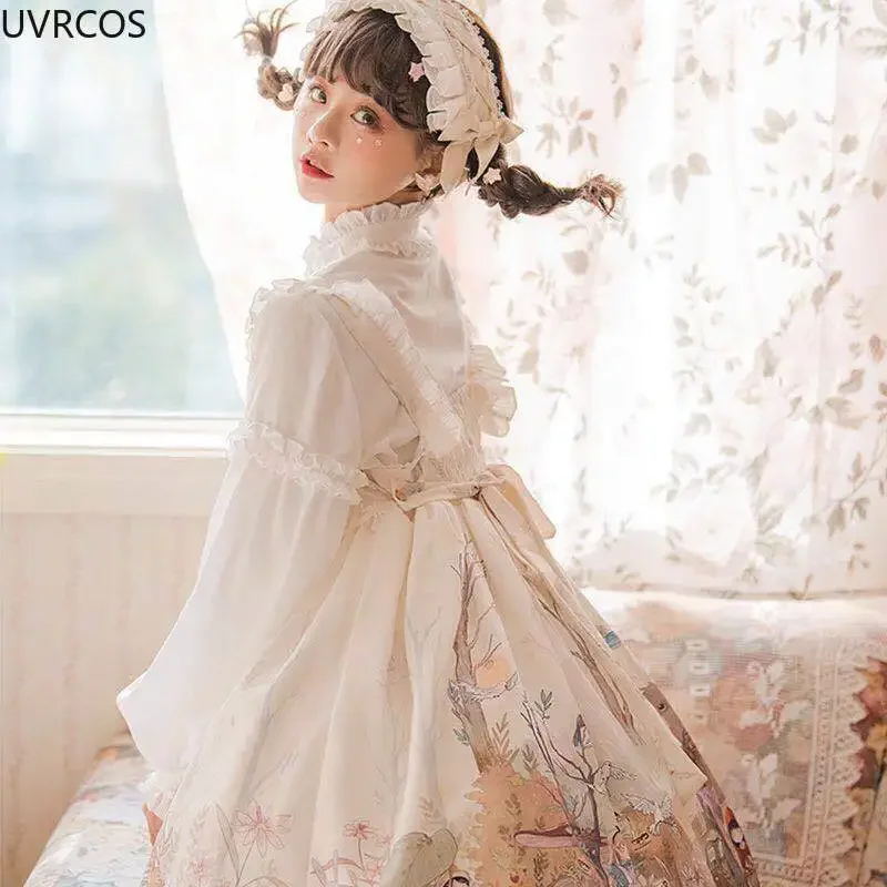 Giapponese Vittoria Vintage Lolita OP Dress donna Dream Forest Series stampa Jsk abiti ragazze Kawaii Daily Party Princess Vestidos