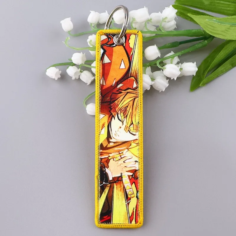 Demon Slayer Agatsuma Zenitsu Inosuke Anime Weven Sleutelhanger Fashion Cool ID Hangend Touw Opknoping Accessoires DIY Accessoires