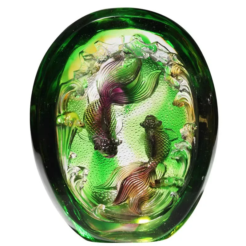 

Glazed fish ornaments, handicrafts, golden and jade wedding gifts