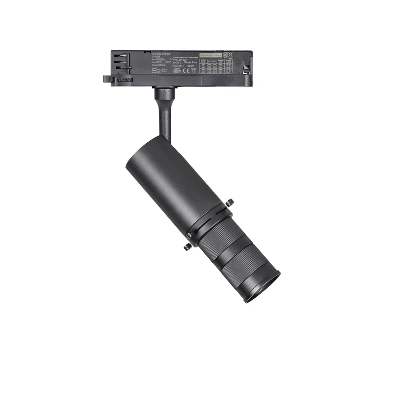 Projecteur sur rail réglable moderne à intensité variable de 20 à 35 degrés Zoomable 12W LED