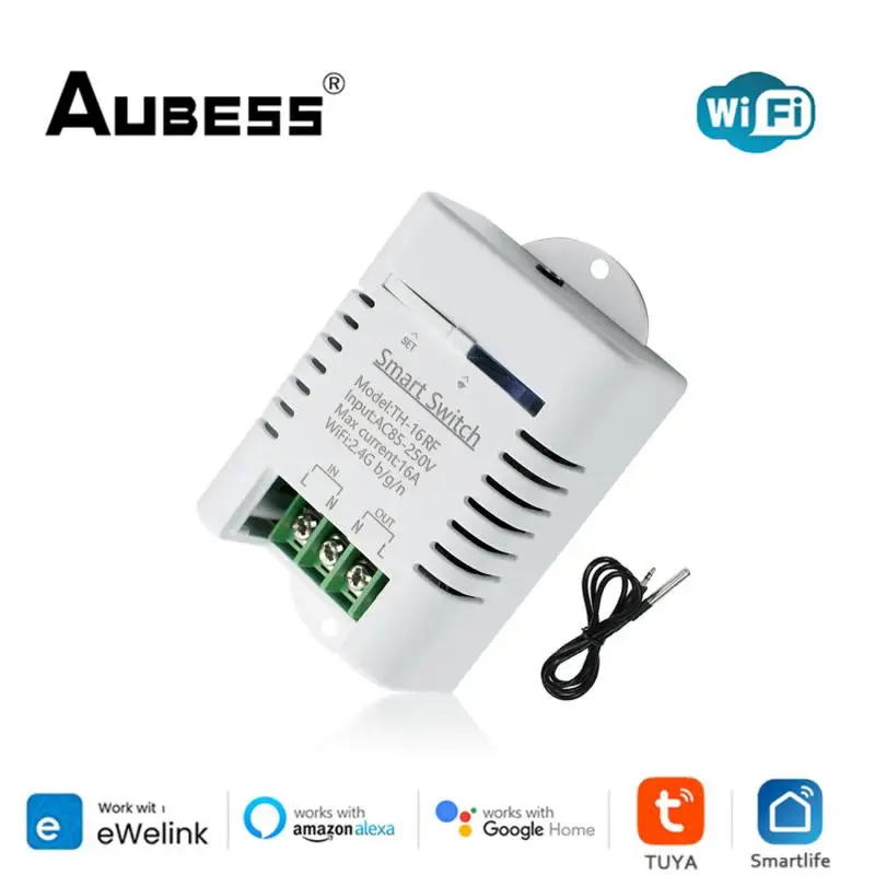 

Smart Home TH16 Switch 16A Temperature Humidity Monitoring WiFi Switch Work With Alexa Google Home EWeLink Tuya Smart Life app