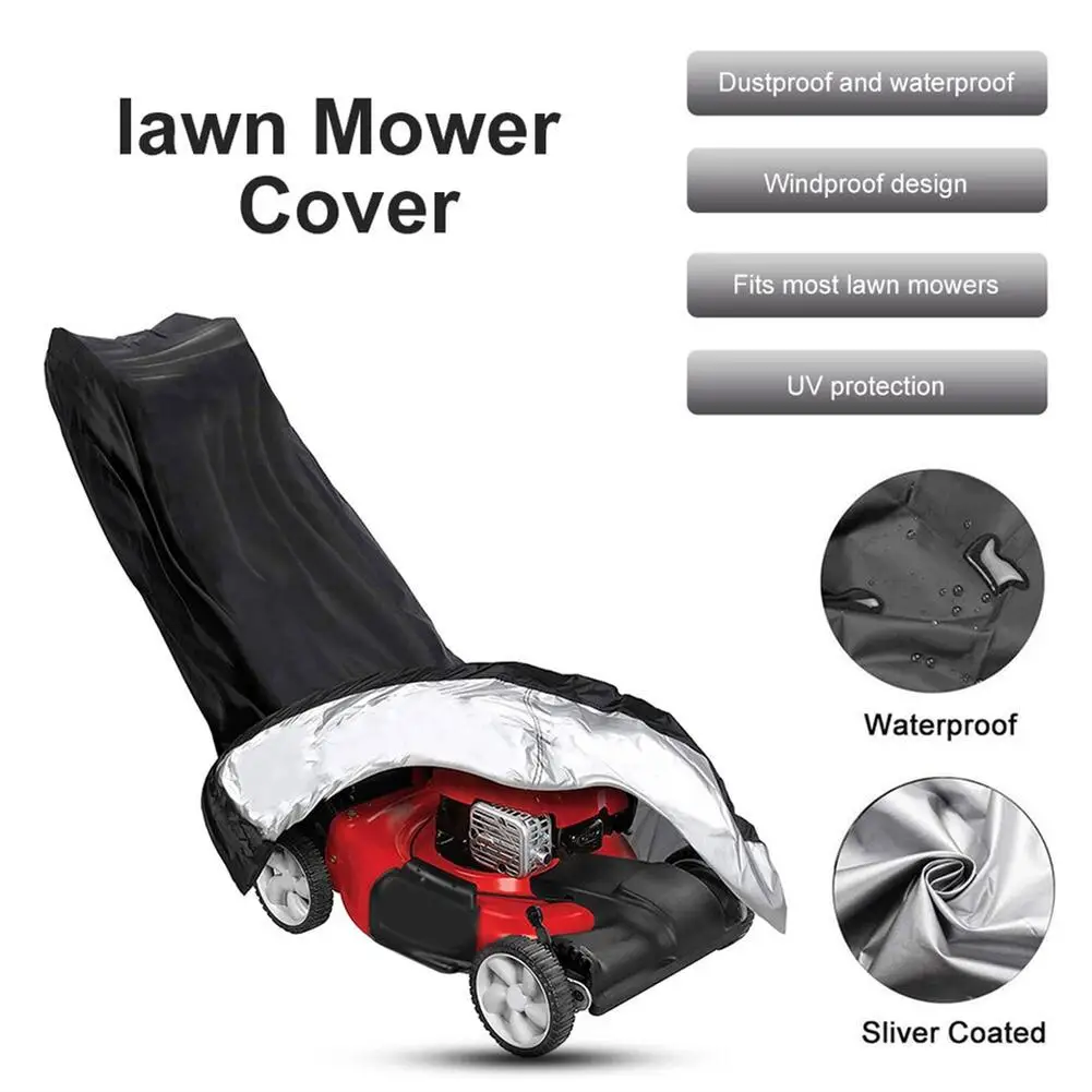 

Outdoor Lawn Mower Cover With Drawstring Waterproof UV Resistant Tear Resistant Heavy Duty Lawnmower Cover