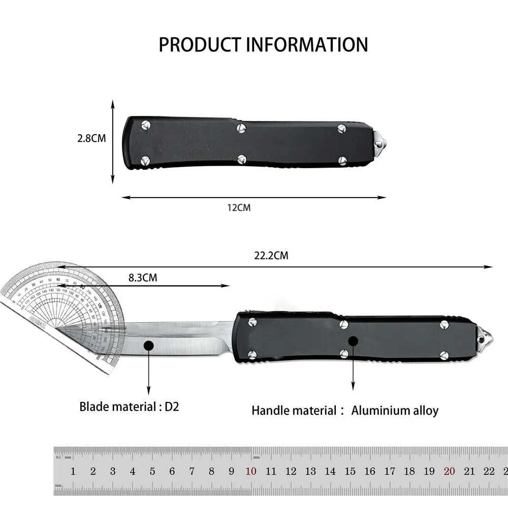 AU TO Tactical Knife High Hardness D2 Blade Aluminum Alloy Handle Self Defense EDC Tool Survival Combat Utility Knife