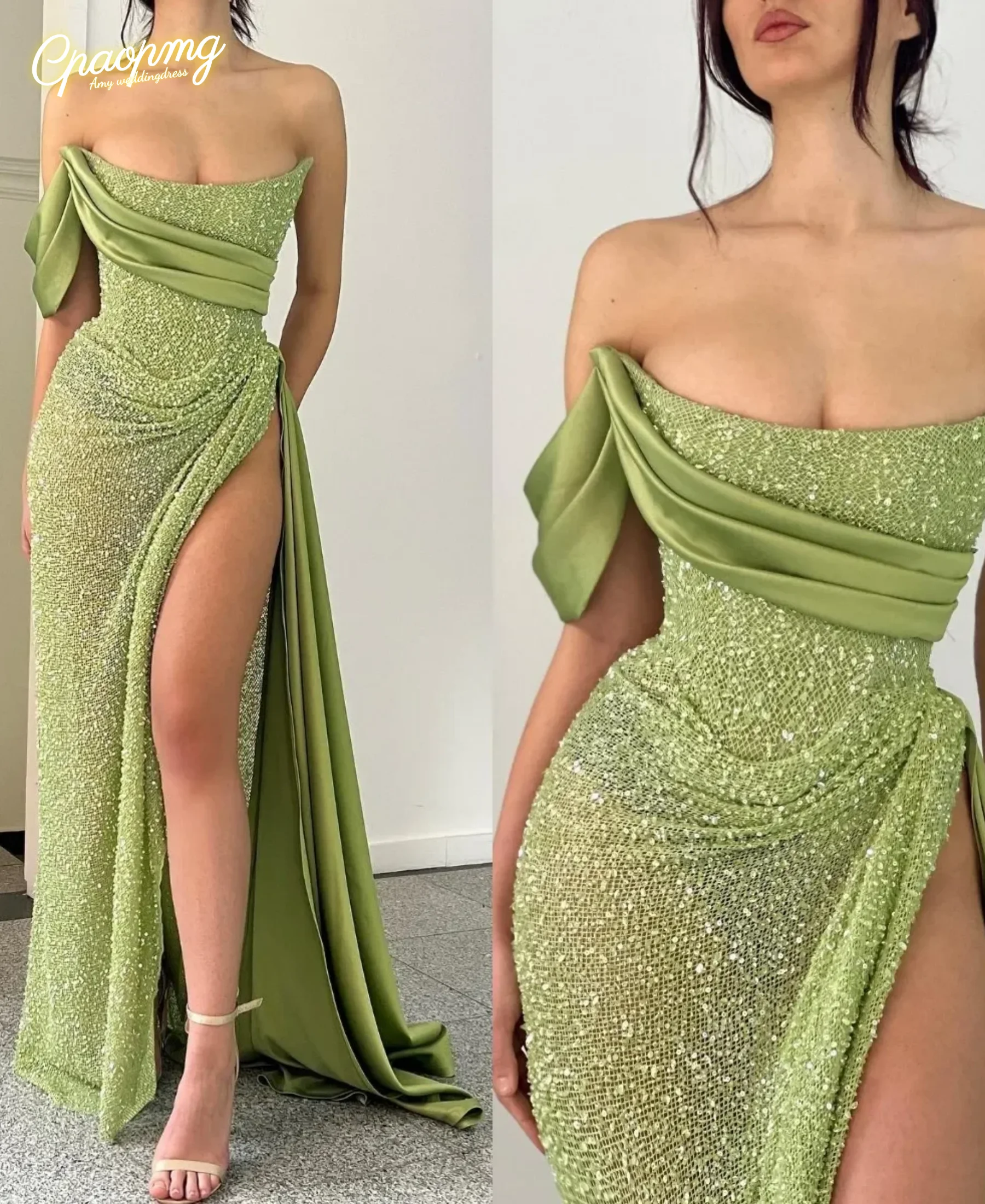 

Customized Elegant Celebrity Dress Strapless Appliques Illusion Sequins Mermaid Chapel CourtFormal Dress Vestido De Novia