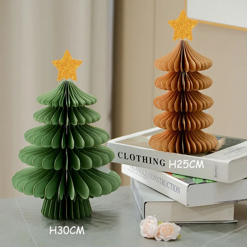 Nordic Style Variety of Styles 2025 New Mini Christmas Tree Ornaments Diy Paper Honeycomb Christmas Tree Desk Christmas Gift