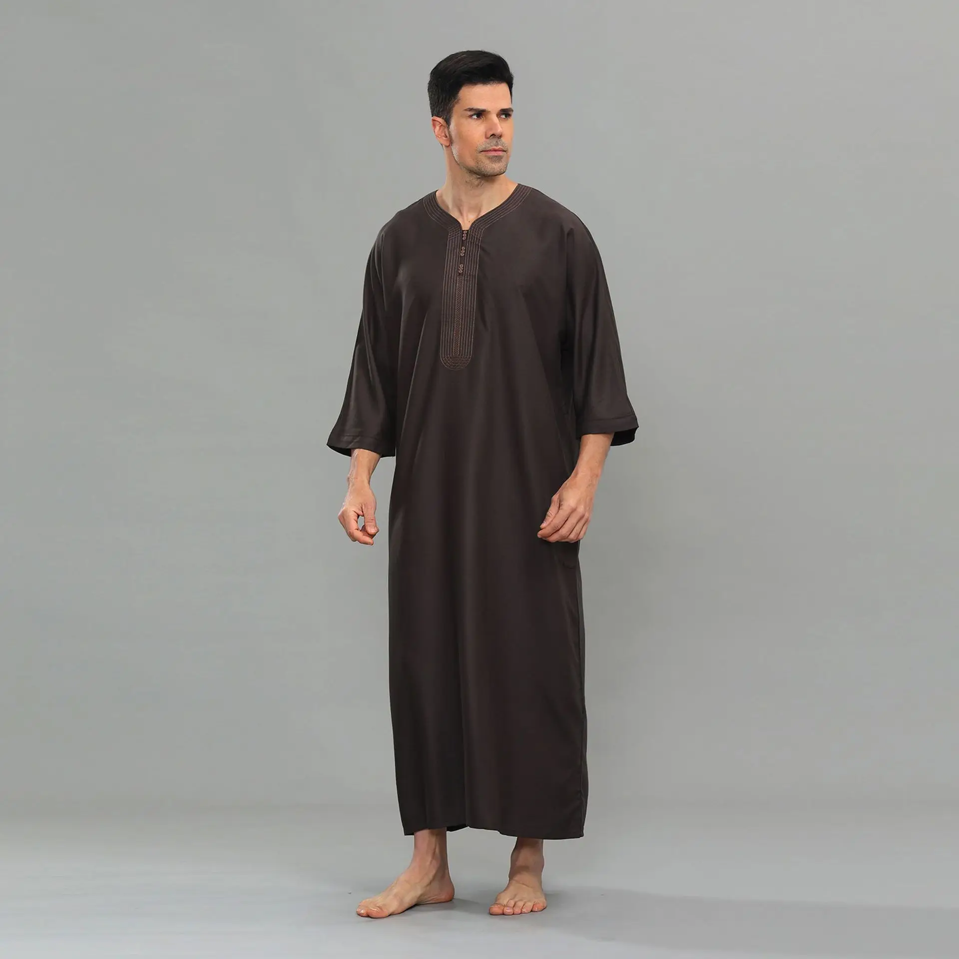 

Мужская свободная рубаха-джубба (тоба, кафтан) в арабском стиле, мусульманское платье, дубайская абайя, турецкий кафтан, даджа, дишдаша, традиционная исламская одежда