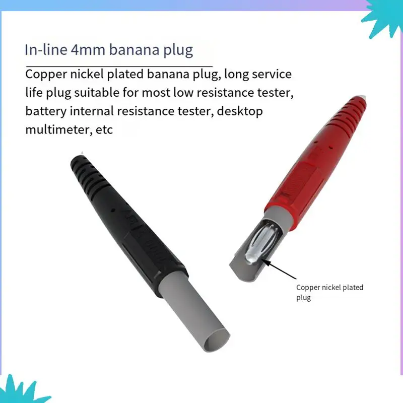 

ABZW 2X Тест Кельвина LCR Сопротивление свинца снизу 4-проводной 4 мм Зажим для вилки фонаря Оригасильное покрытие Зонды Кельвина J.70075