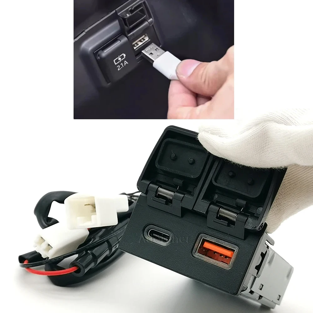 Подходит для Camry Avalon Highlander Levin RAV4 36 Вт, автомобильное USB Type-C PD, двойное зарядное устройство, пылезащитная розетка, адаптер питания для зарядки Подходит для Camry Avalon Highlander Levin RAV4 36 Вт, автомобильное USB Type-C PD, двойное зарядное устройство, пылезащитная розетка, адаптер питания для зарядки