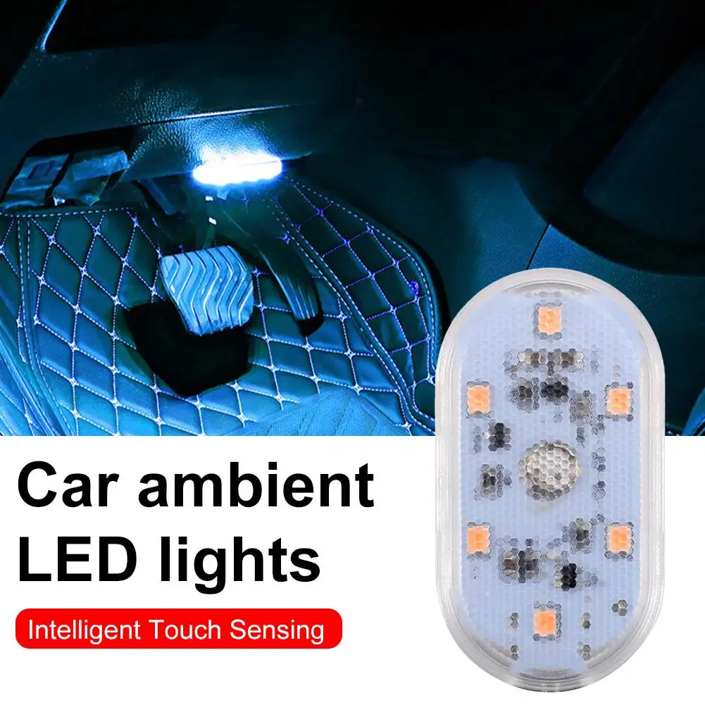 

Car LED Touch Lights Wireless Car Reading Lamps Mini USB Charging Interior Lights For Car Door Foot Car Ambient LED Lights C4A4