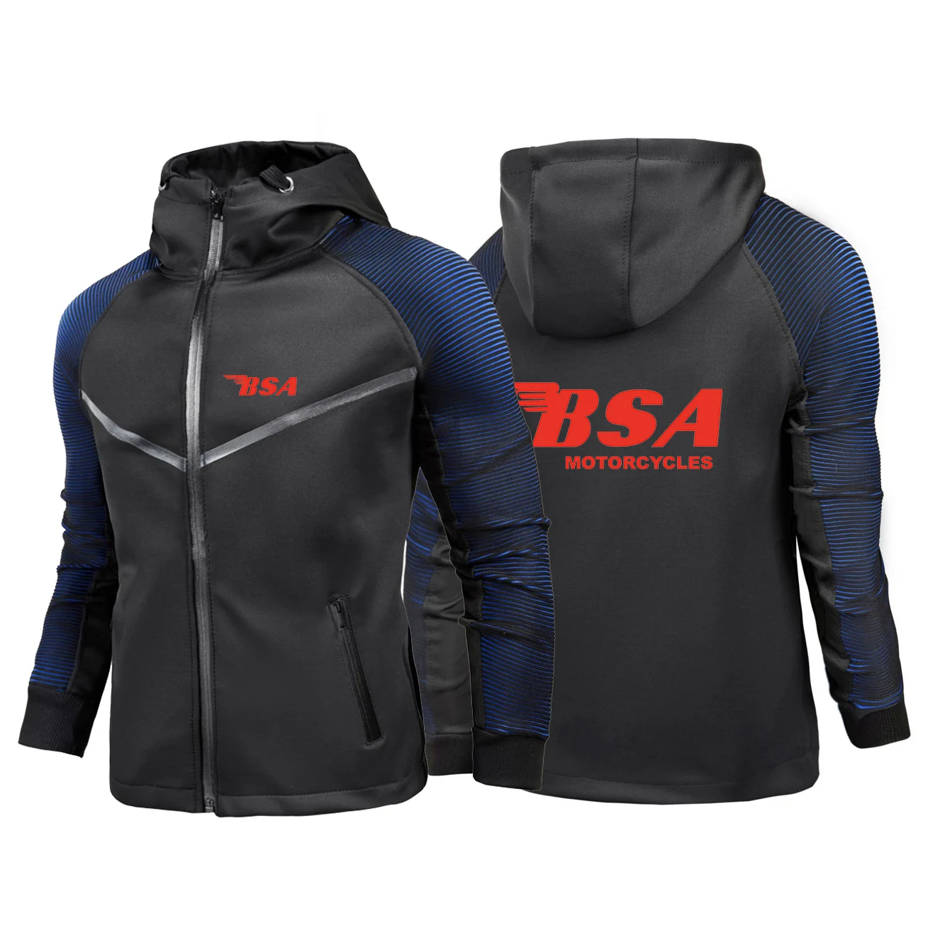

2024 Men Bsa Motorcycles Spring and Autumn New Racing Suit Hooded Zipper Jacket Sports Printing Comfortable Casual Tops