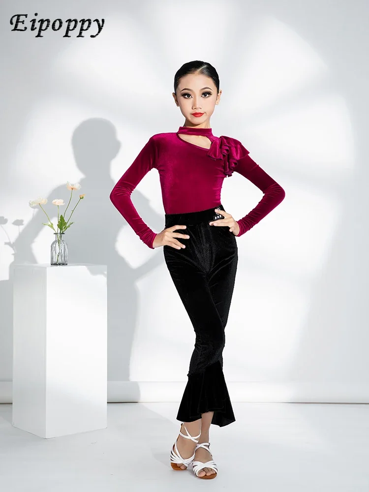 여아용 라틴 댄스 연습복, 댄스 스커트, 가을 및 겨울 라틴 바지