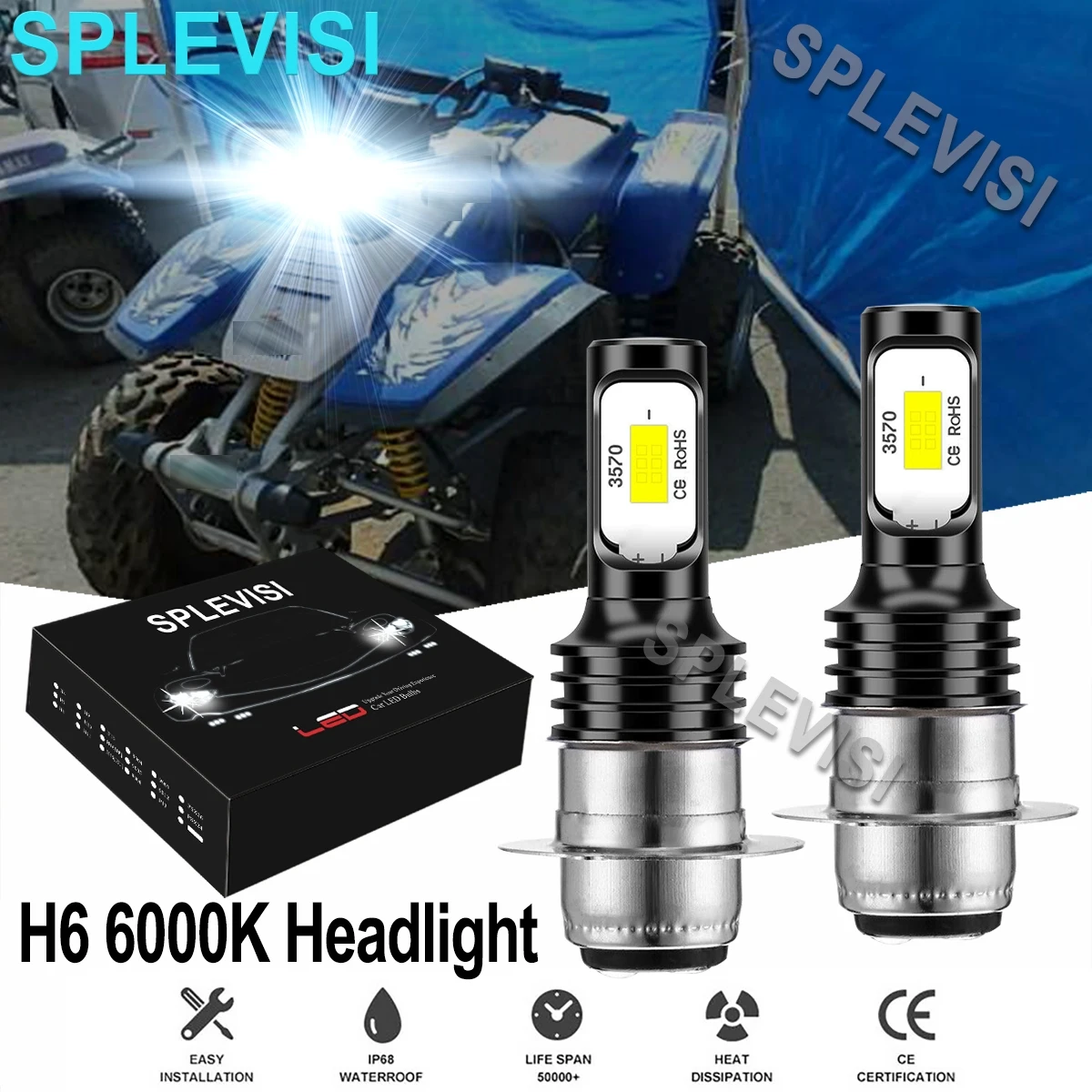 

2x 70W LED Headlights white For Yamaha big Bear 350 YFM350FW 4x4 1987-1999 big Bear 400 2000-2012 WOLVERINE 350 1995 1996-2005