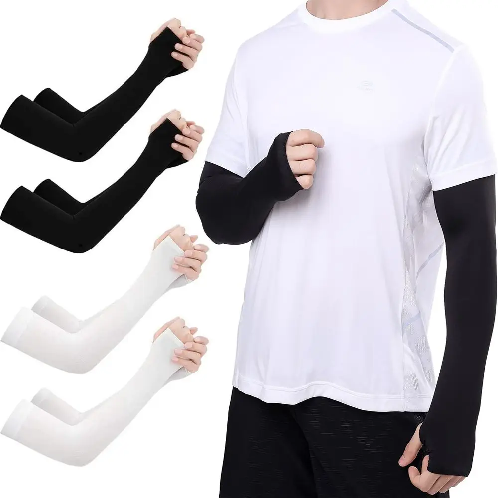 2Pcs Arm Sleeves Warmers Sports Sleeve Sun UV Protection Hand Cover Cooling Warmer Running Fishing Cycling