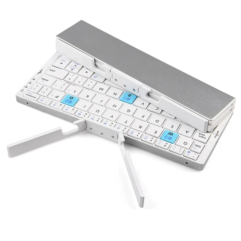 Aluminum Alloy Foldable Bluetooth-compatible Keyboard Compact Wireless Rechargeable Keypad with Stand Ergonomic Designs Dropship