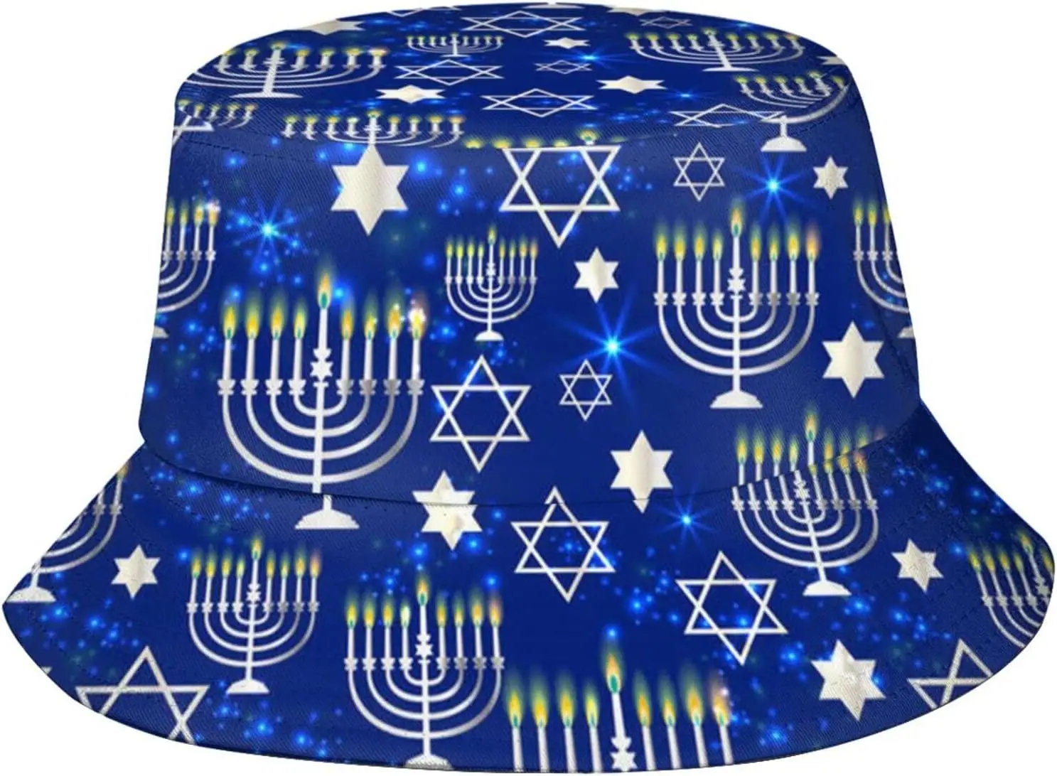 Funny Hanukkah Menorah Bucket Hat Unisex Packable Summer Travel Beach Sun Hat for Women Men Teens