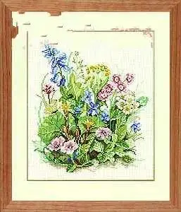 Tomato Flower Clock Embroidery Kits, Cross Stitch Kits, DIY Home Fun, Handwork 14-Lan-34319 blue flower-32-34