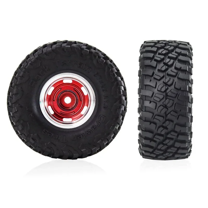 4szt 57mm 1.0 "Metal Beadlock Wheel Tire Set For 1/18 RC Crawler Car TRX4M SCX24 AX24 FMS24 Upgrade Parts Accessories