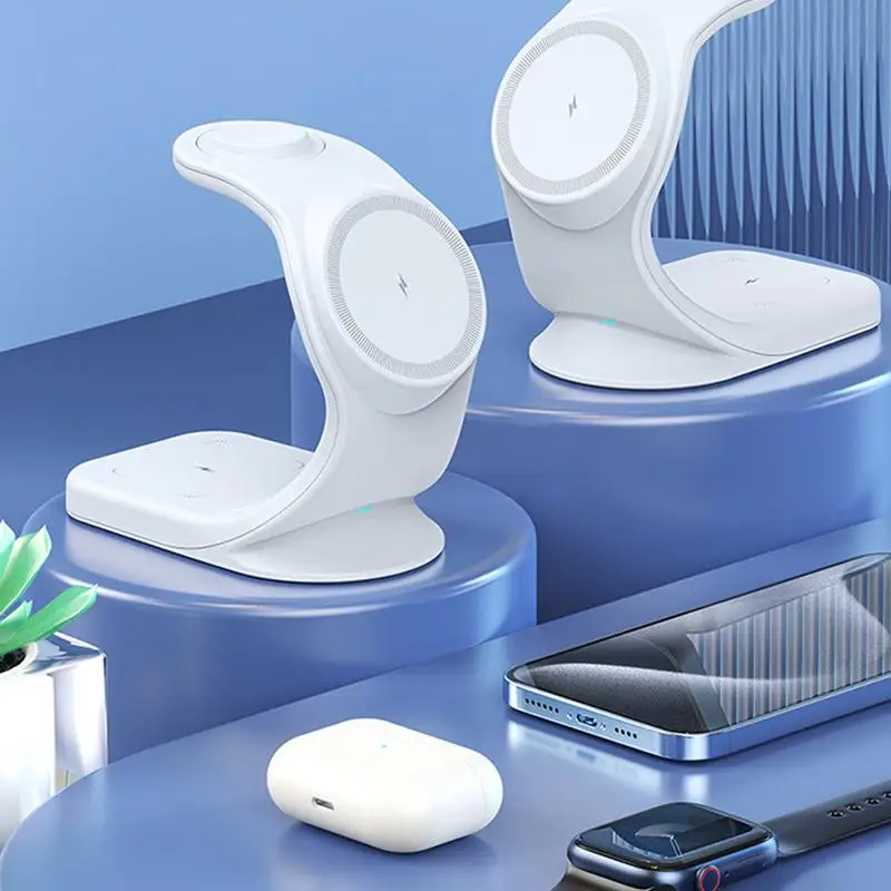 Drei-in-1-Wireless-Ladestation, 15 W, schneller magnetischer Ladeständer, schneller magnetischer Ladeständer, Ladegerät für Uhren