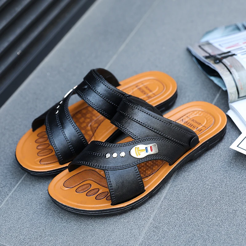 Fashion Sandals Men Summer Slip on Casual Slippers Outdoor Beach Shoes Male Classic Men's Sandals Slippers2026