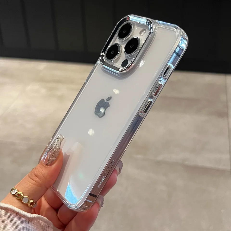 Funda de silicona transparente de lujo para iPhone 17 Pro Max 11 13 16 15 14 12 Air, a prueba de golpes, con marco trasero 2
