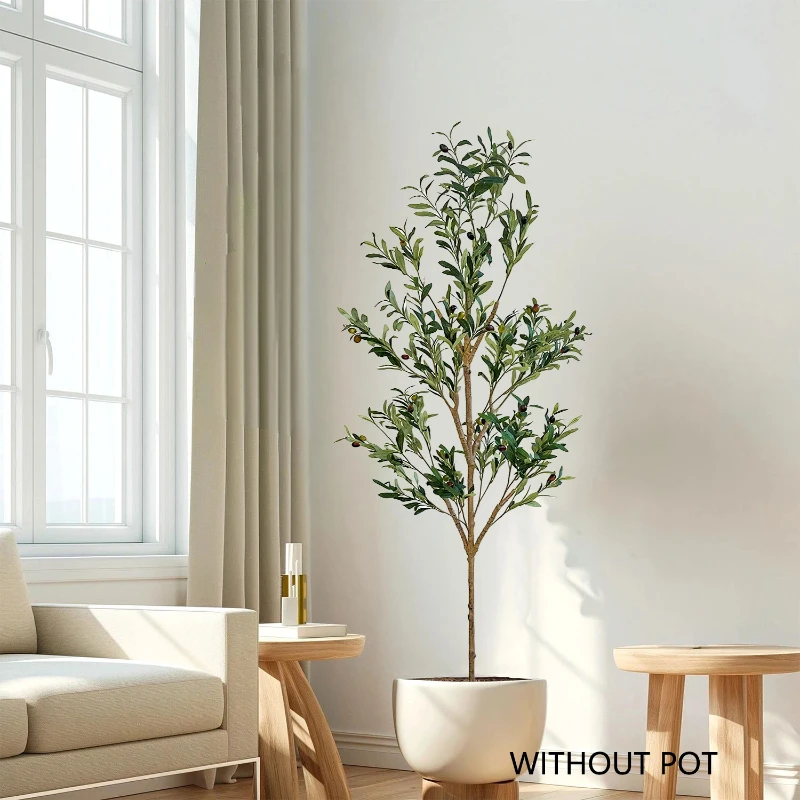 Olivo artificial grande de moda, planta en maceta verde sintética para decoración del hogar y el jardín, perfecto para diseño de interiores de estilo nórdico