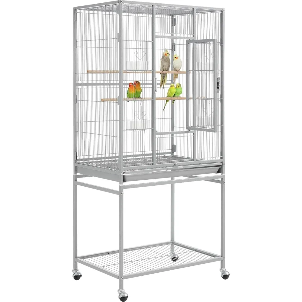 Metal Large Bird Cage Parrot Parakeet Cage w/Stand for Small Parrot Cockatiel Sun Parakeet Lovebird Budgie Finch Canary