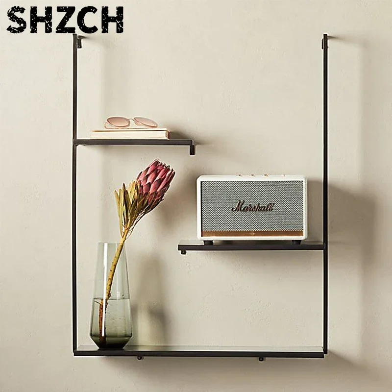 Creative Design Bookshelf Bookcase Wall Shelf Wall Hanging Bedroom Wall Decoration Rack Multi-layer Partition Metal Shelf