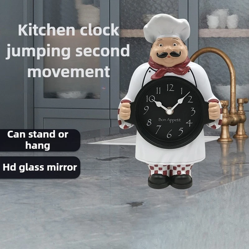 

Creative Design Chef Style Clocks Wall Mounted Kitchen Cartoon Table Clock Modern Noiseless Desk Clock Art Home Decoration