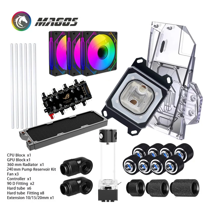 DIY PC Split Water Cooling Kit Hard Tube dla Intel/AMD/Video Card/ Ryzen/NVIDIA/Case Fans CPU+GPU Cooler Set MOD