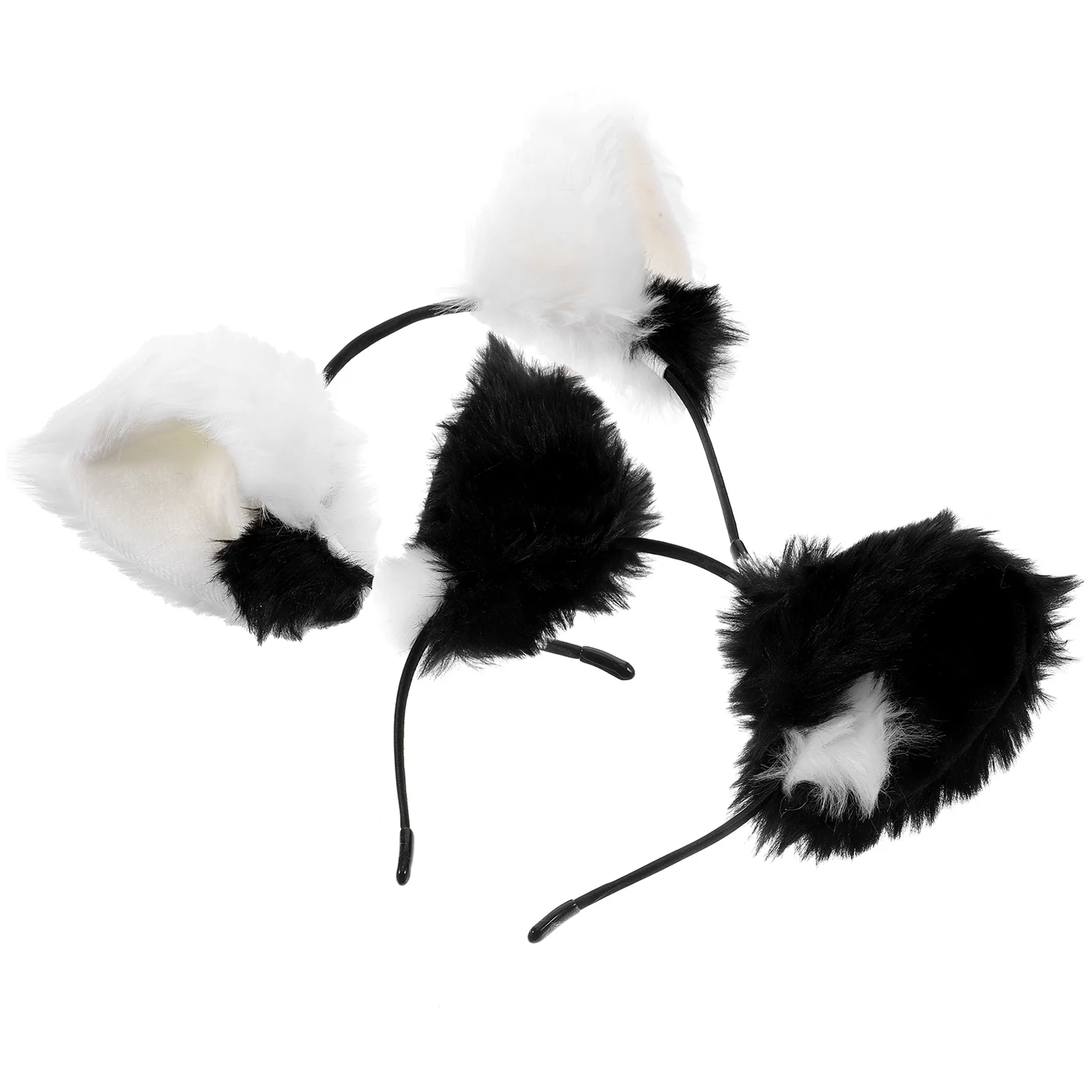 

2pcs Cat Ears Headb Black White Splice Christmas Halloween Party Accessories Women Cloth Comfortable Lightweight