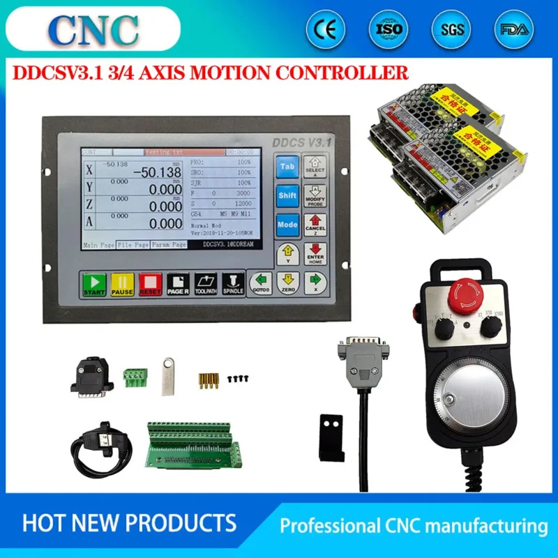 Offline CNC controller DDCSV3.1,4.1 3-, 500KHz, G-code, 4-axis emergency stop, MPG electronic hand wheel