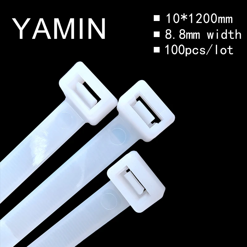 

100 Pieces 10*1200mm Cable Zip Ties Plastic Wire Ties Nylon Tie Wraps Indoor And Outdoor For Home, Office, Garage And Workshop