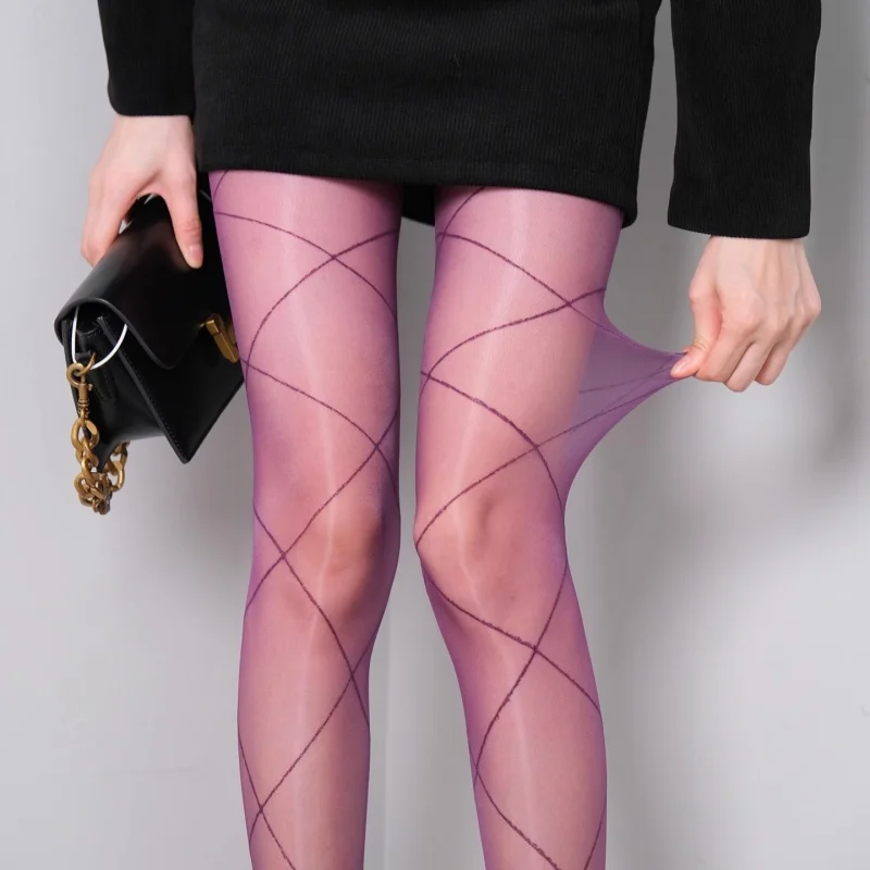 

Harajuku Fake Tattoo Pantyhose Control Top Foot Shaped Oil Shiny Transparent Sexy Tights Night Club High Rise Seamless Underwear