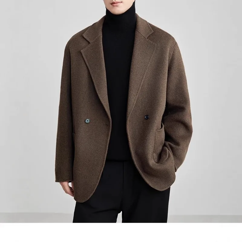 

High Quality Men Wool Double-sided Woolen Coat Men Winter Short Suit
