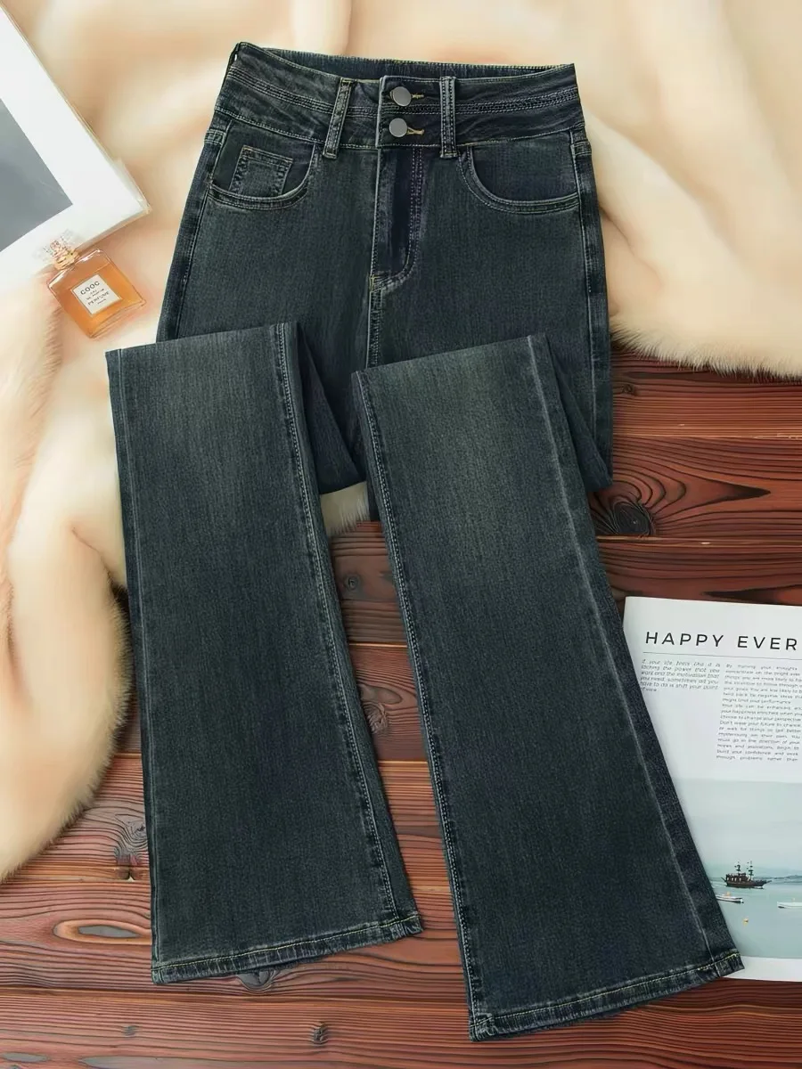 

High Waist Stretchy Faded Bell Bottom Jeans Women's Summer 2026 New Style American Style Denim Pants High Rise Bell Leggings