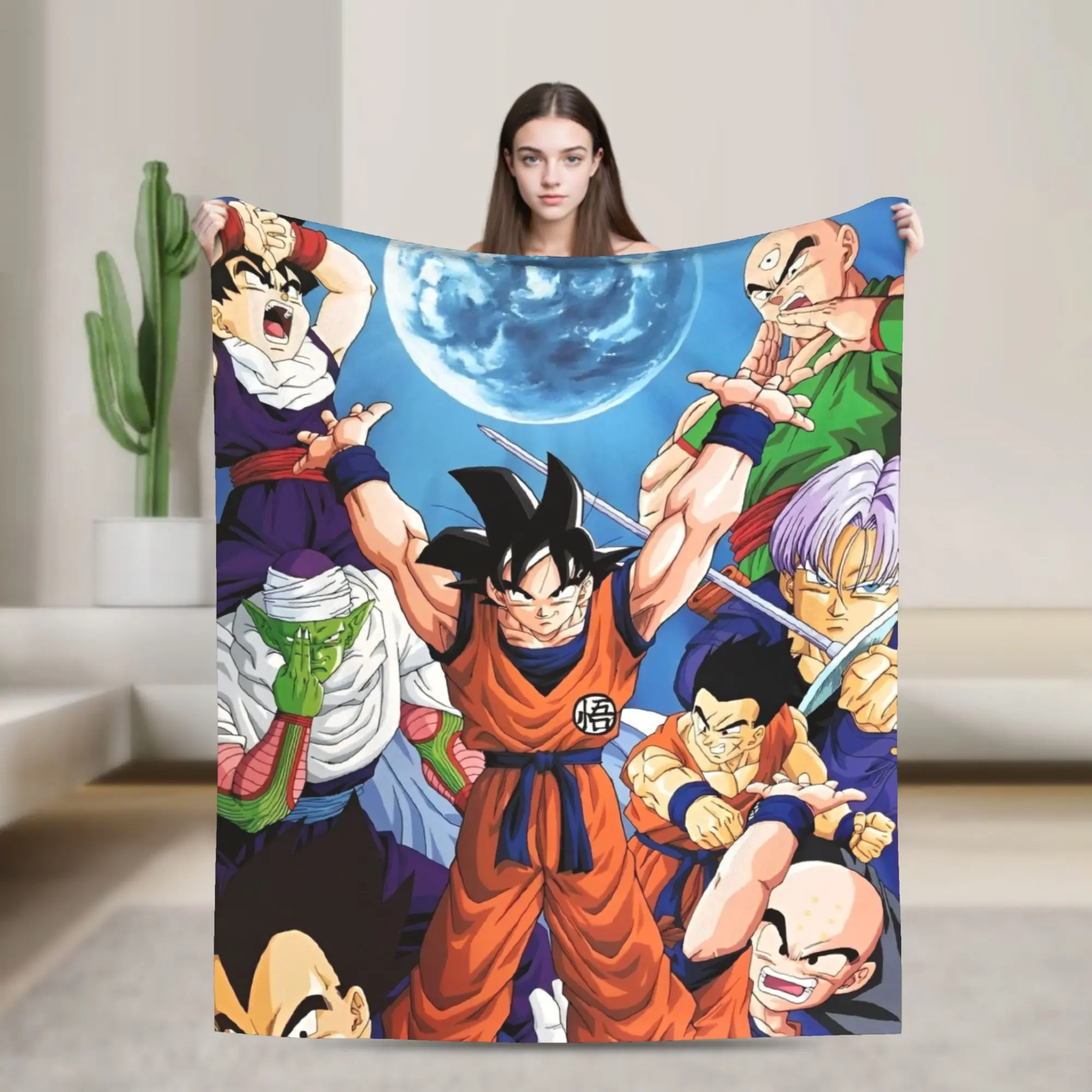 DBZ Anime Knitted Blankets Flannel  Super Warm Throw Blankets for Bed Bedroom Quilt
