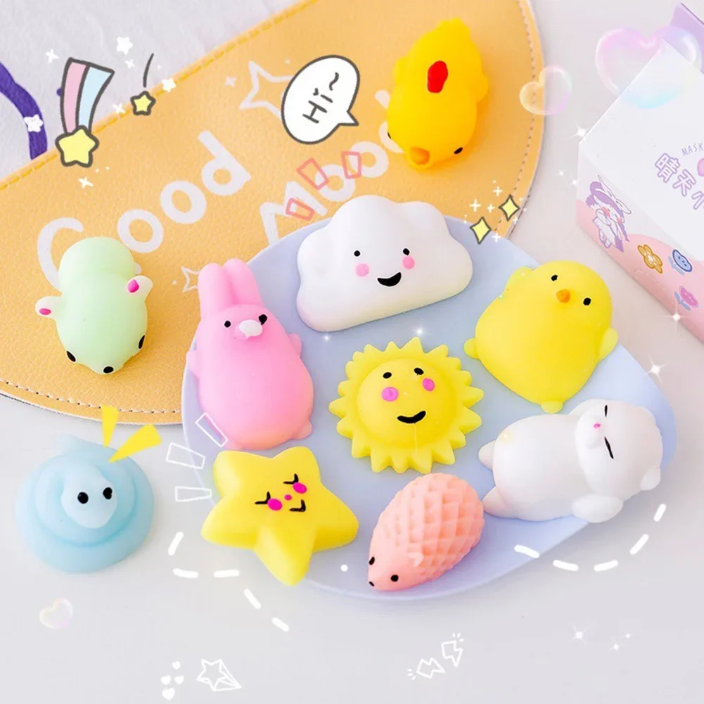 1-10Pcs Kawaii Squishies Mochi Anima Toys Kids Adults Antistress Ball Squeeze Party Favors Stress Relief Birthday Toys