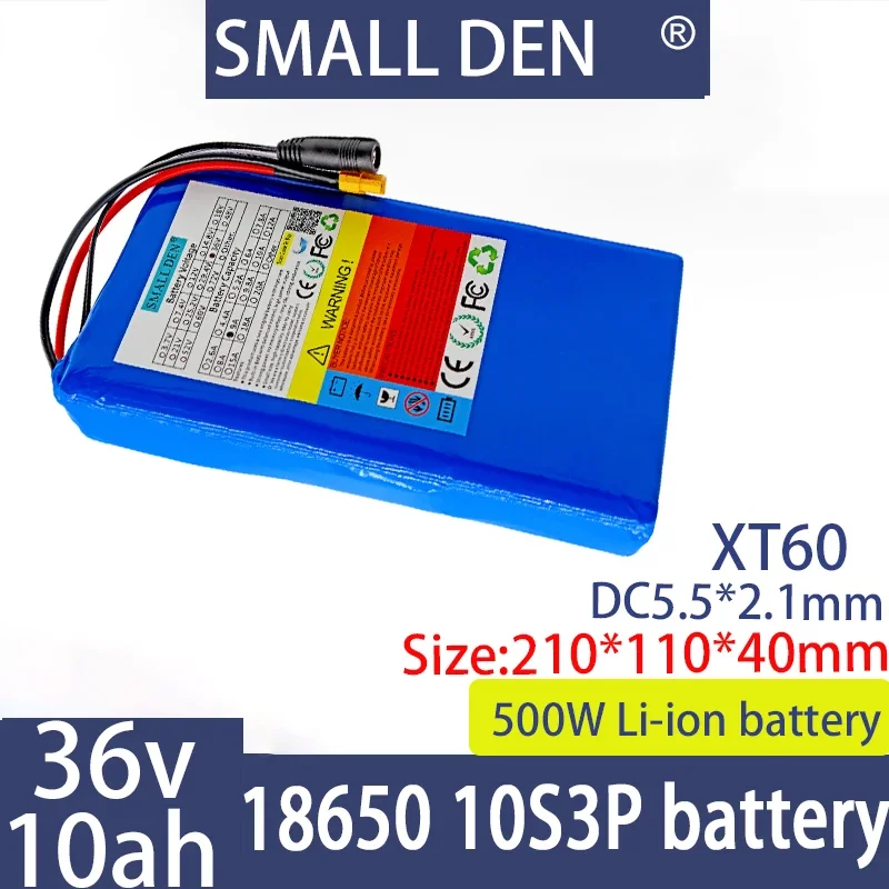 

36V 10Ah 10S3P 18650 with BMS suitable for large capacity lithium-ion battery packs, ultra-thin portable batteries, high power