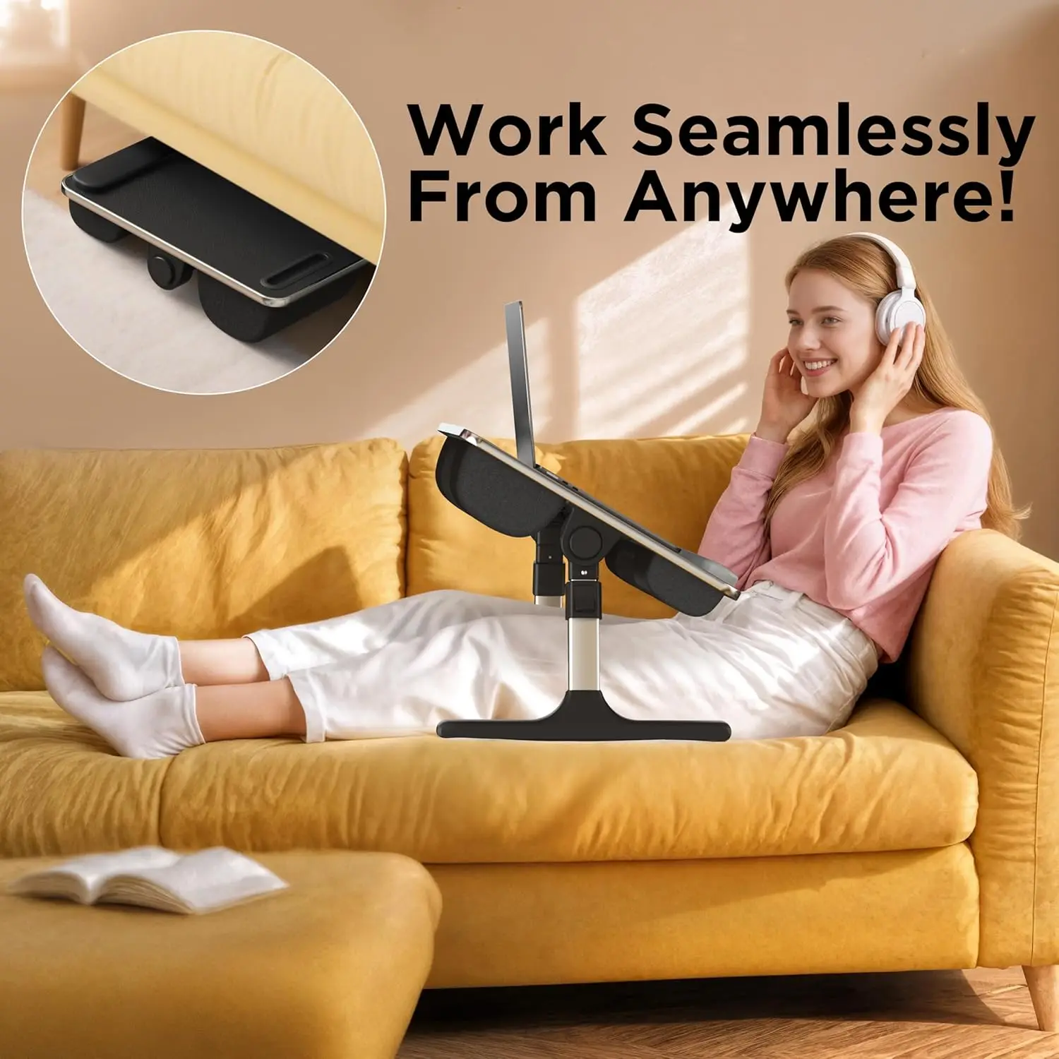 Adjustable Foldable Lap Desk with Soft Cushions - Height & Angle Control for Bed, Couch, or Desk Use