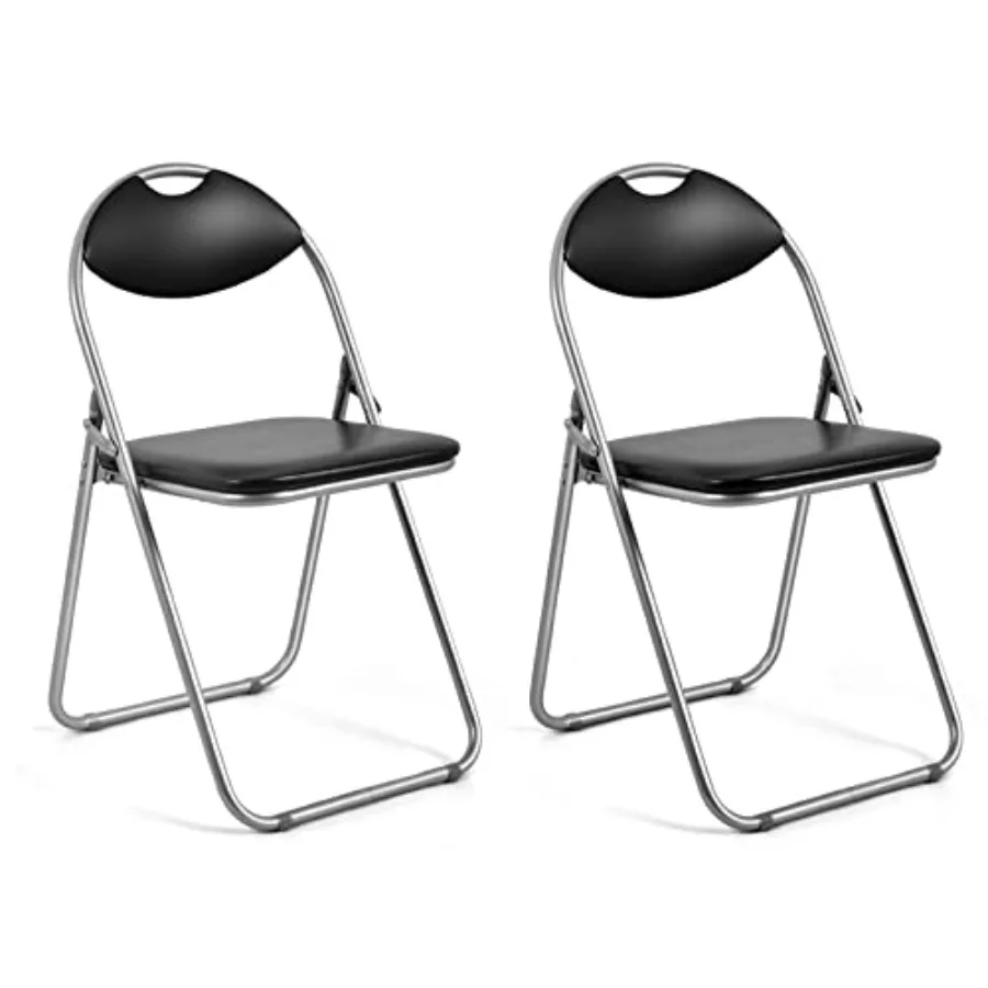 

2-Pack Folding Chairs Set - Waiting Room Chairs with Padded Seats and Carrying Handle for Desks Home Office Steel Guest Recepti