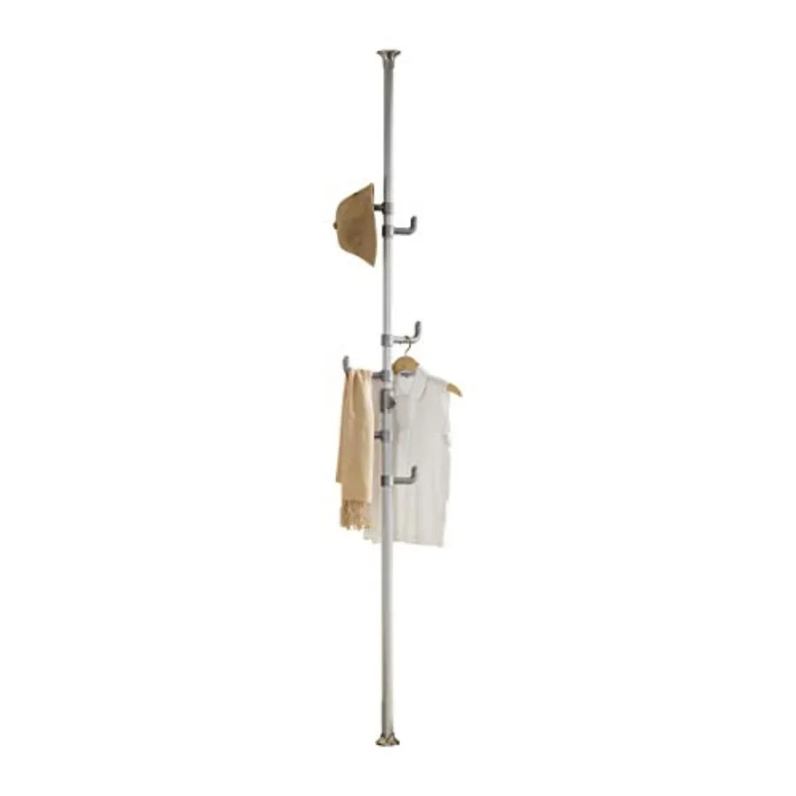 

Vertical One-Touch Pole Coat Rack — 6 Independent Rotating Hooks