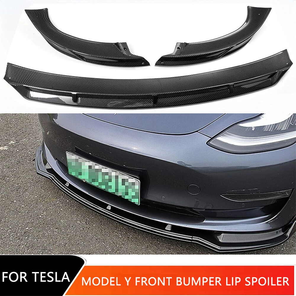 For Tesla Model Y 2020 2021 Car Front Bumper Spoiler Lower Lip Splitter Body Kit Tuning Diffuser Protector Modified Accessories